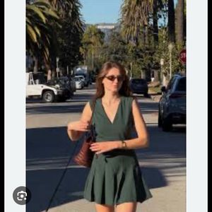 Zara Elegant Green pleated mink Dress