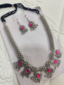 Oxidised necklace with earrings