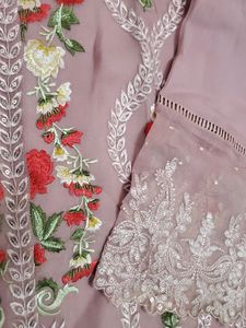 Stitched Pakistani Nude Pink Full Worked Suit