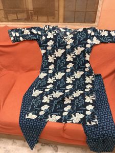 Brand New Blue Floral Print Kurta Set - XXL SIZE