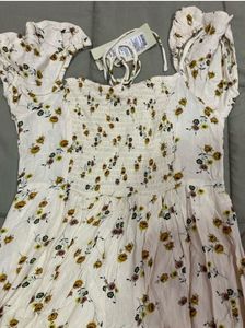 ONLYFloral Print A-line Dress with Tie-Up