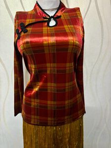 Velvet Two piece combo Of Plaid skirt dress