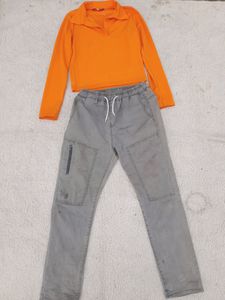 Cargo Jeans + Orange Top Combo