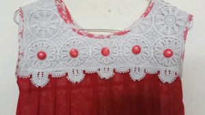 Red Lace Trim Sleeveless Dress
