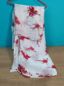Red Floral Print Saree