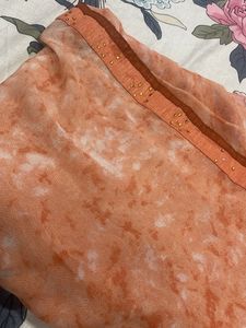 Peach Tie-Dye Saree with Embellishments