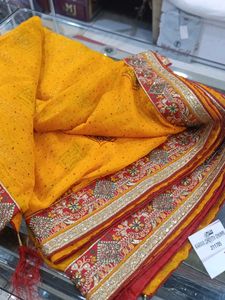 Elegant Yellow Embroidered Saree (Issue)