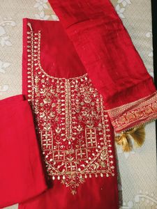 Beautiful Branded Red Colour Suit Material