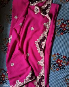 Gorgeous Pink Embroidered Saree with Blouse