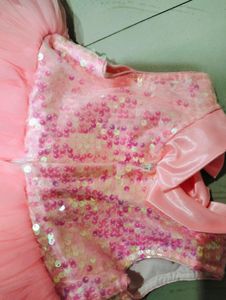 New Born Sequence Baby Pink Frock