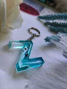 Resin Aqua 💙 Z Initial Keychain