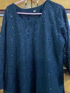 Chikankari Elegant Black Kurta XXL