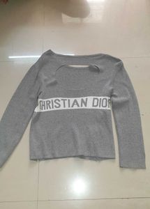 Stylish Gray Long Sleeve Top