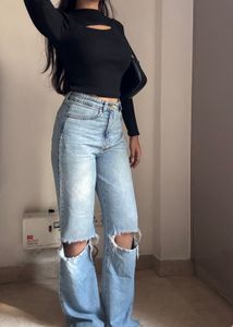 Ripped Wide Leg Jeans