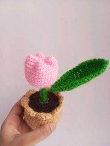 Handmade Crochet Tulip Flower Pot