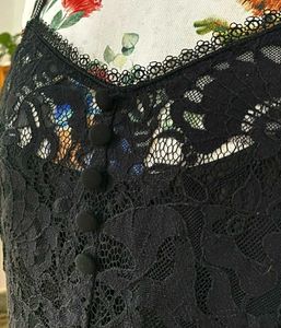 Black lace slip dress