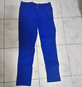 Stretchable Royal Blue Trousers Women
