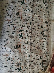 Hand-Painted Warli Art Fabric