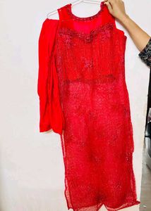Sequence Work Red Colour Kurta Set
