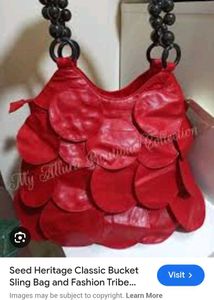 Red Leather Circle Hobo Bag