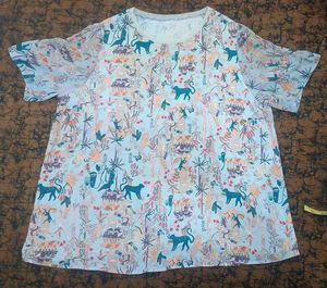 made in korea sky blue botanical top