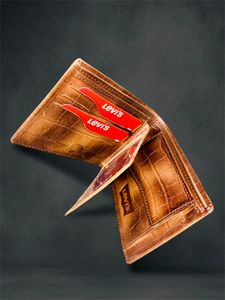 Levis Genuine Leather Wallet Men&#39;s Wooden Box