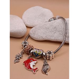 Charm Bracelet with Dolphin & Shell Charms