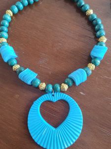 Blue Heart Necklace &amp; Earring Set