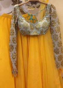 Cut work heavy blouse lehenga