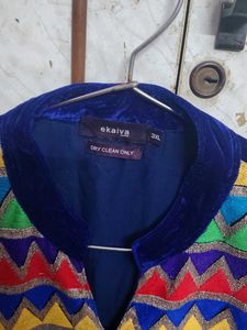 Elegant blue velvet kurta