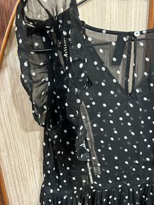 Polka Dot Black Flared Dress
