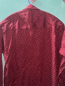 IOW ROYAL Burgundy Polka Dot Shirt