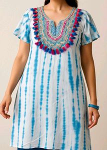 Tie-Dye Embroidered Kurta
