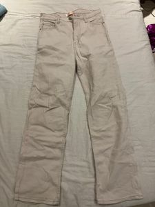 Beige Straight Leg Jeans