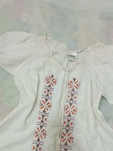 Embroidered Peasant Top