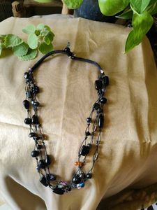 Black Beaded Statement Necklace