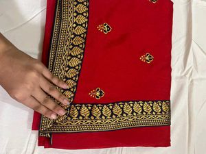 New red patches saree