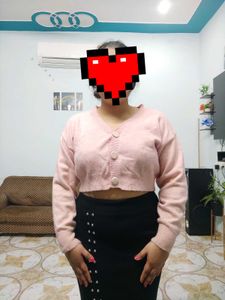 Cute Pink Crop Cardigan top