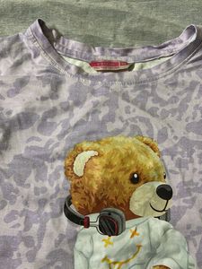 Trendy Light Purple Tie-Dye ‘Cool Bear’ Graphic Te
