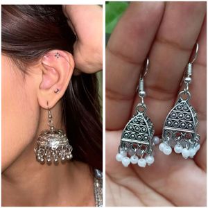 combo of Silver Jhumka Earrings