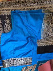 Blue Pure Silk Sari and Blouse