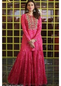 Pink Embroidered Kurta Sharara Set