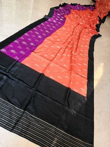 Beautiful Chanderi Black Silk saree