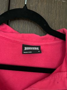 Hot Pink Collared Crop Top