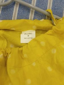 Zudio Polka Dots Pure Cotton Yellow Skirt For Women