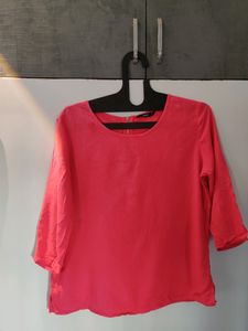Dark Pink Colour T-shirt Cum Kurti For Girls