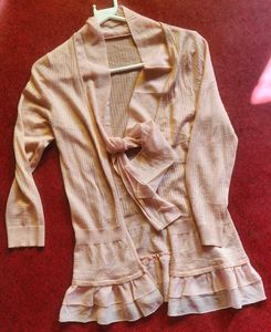 Peach Ruffle Hem Cardigan