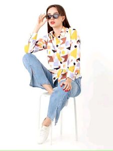 Geometric Print Button-Down Shirt