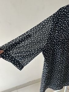 FabAlley Sheer Leaf Print Blouse