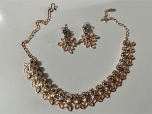 Rose Gold Necklace With Matching Earrings